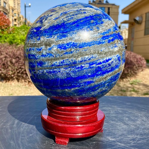 20.08LB Natural Lapis lazuli Sphere Quartz Crystal Ball Reiki healing+base - 第 6/17 張圖片