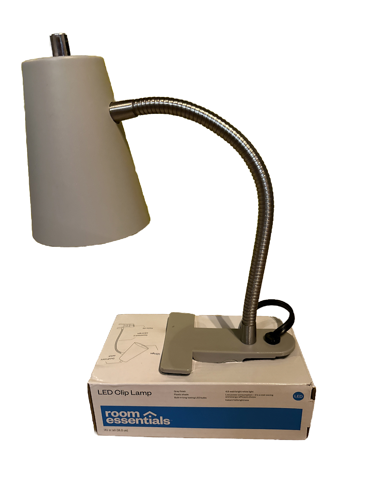 Room Essentials LED ClipLamp Gray Flexible 11" Gooseneck Desk Lamp