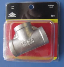 1/2" NPT Tee  #304 Stainless Steel 1/2" NPT Smith Cooper  #S3014T  NEW