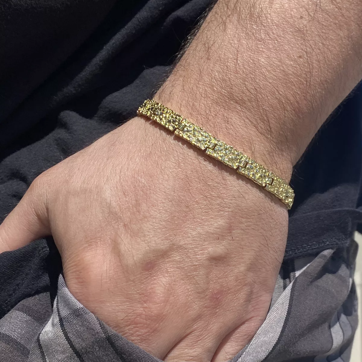 Gold plated nugget bracelet deals