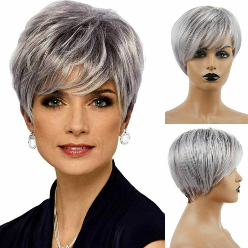Women Natural Boy Cut Pixie Wigs Curly/Straight Short Layered Hair