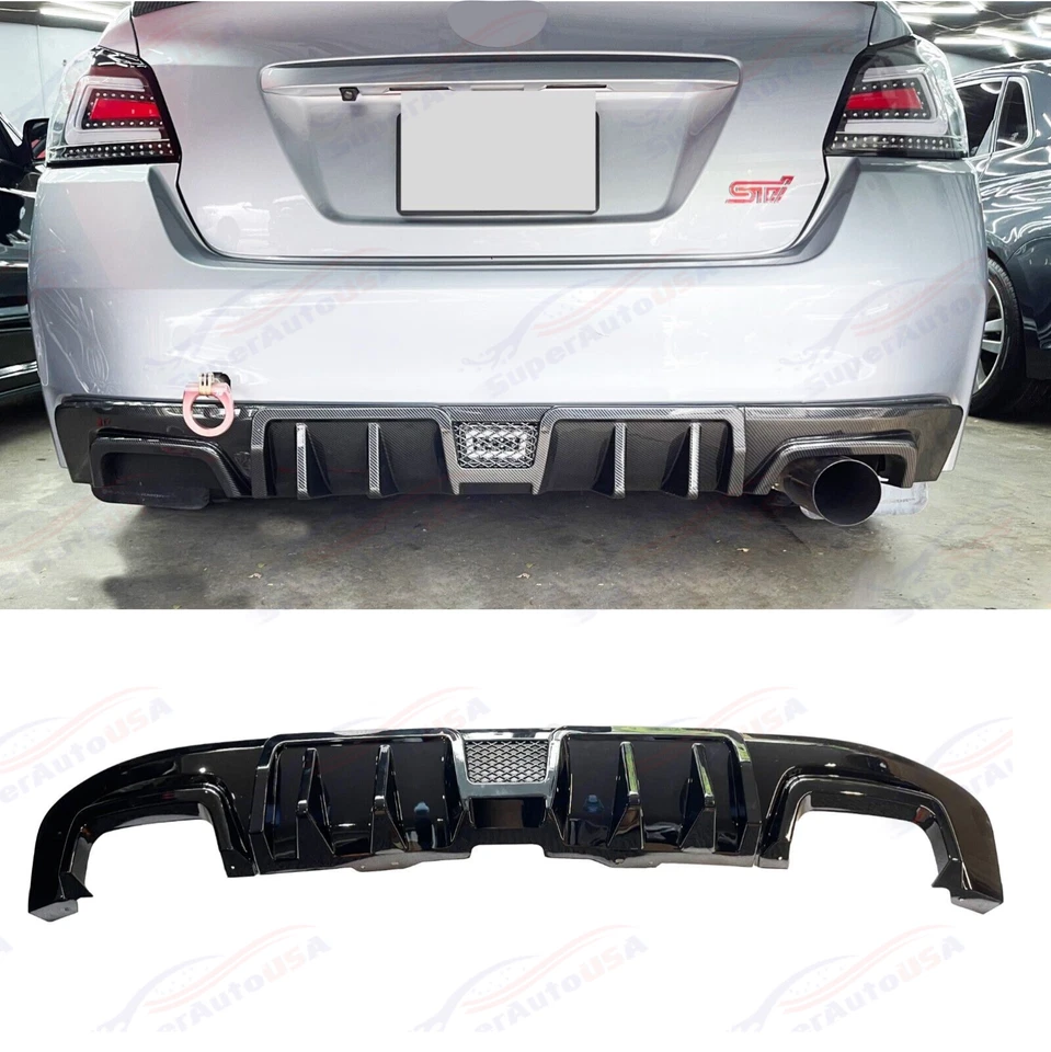 Difusor alerón labial parachoques trasero negro brillante para Subaru WRX STI 2015-2021 Foto 2 de 4