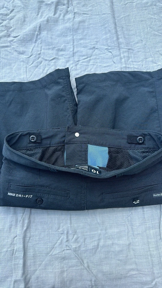 Hurley Nike Dri-fit Boys 10 Black Shorts Pockets And Elastic Waist  - Image 3 of 4