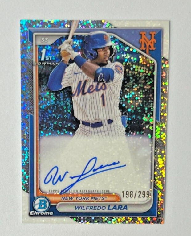 2024 Bowman Chrome WILFREDO LARA 1st RC Speckle Auto 198/299 Mets