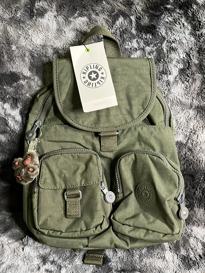 Kipling Lovebug Travel Bag Small Backpack Jaded Green Tonal NWT Bookbag Keychain