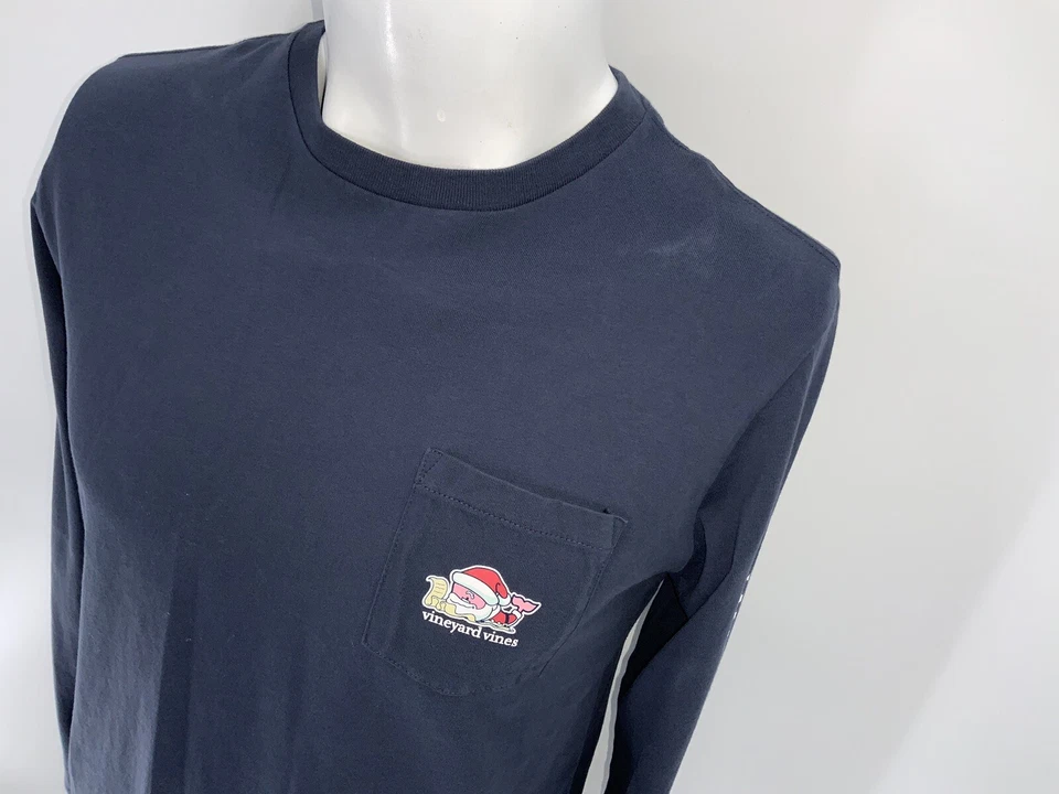 Camiseta Vineyard Vines Navidad Santa Ballena Juvenil XL Azul Marino Algodón Perú YGI X4-41 Foto 4 de 4