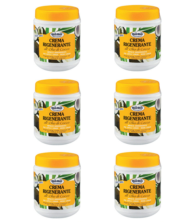 6pz Mil Mil crema rigenerante all’Olio di Cocco per capelli Lunghi 1000ml