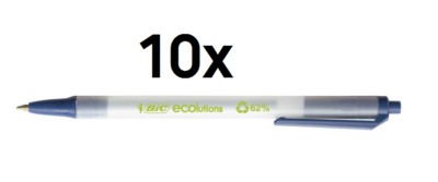 10 x BiC  Druckkugelschreiber Kugelschreiber Ecolutions Clic Stic 0,4 mm blau