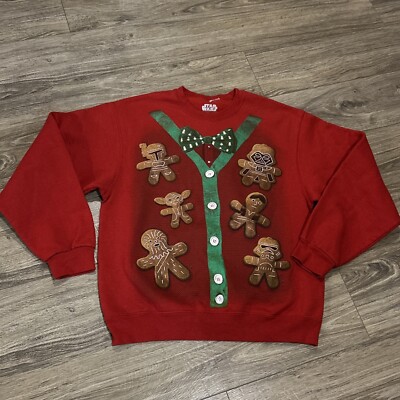 Star Wars Gingerbread Ugly Christmas Sweater Sweatshirt M Darth Chewie Yoda Hans