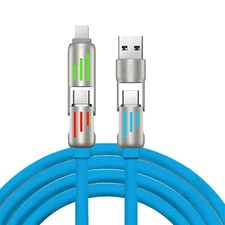240w 4-in-1 USB C Cable,Multi Charger Cable with Breathing Light, 6 ft LED