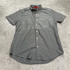 Tommy Hilfiger Slim Fit Shirt Mens Medium Dark Gray Short Sleeve Cotton Casual