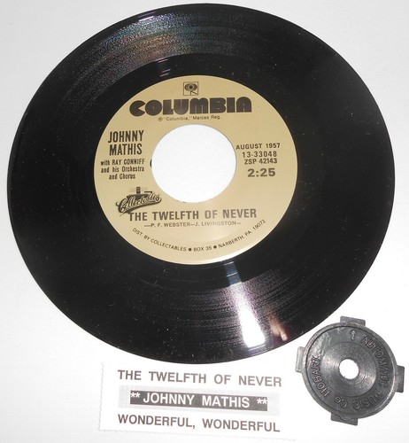 JOHNNY MATHIS The Twelfth Of Never & Wonderful! Wonderful! 7" 45 rpm record NEW - Picture 2 of 2