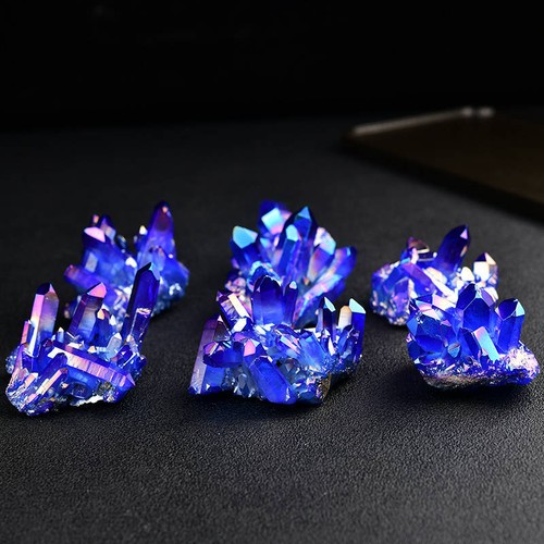 50g Natural Aura Blue Titanium Quartz Crystal Cluster Specimen Stone Healing Gem - Picture 7 of 12