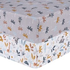 Sammy  Lou Koala Palms 2-Pack Microfiber Fitted Crib Sheet Set Fits Standard...