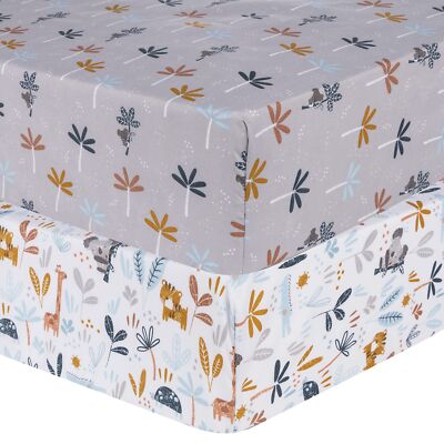 Sammy & Lou Koala Palms 2-Pack Microfiber Fitted Crib Sheet Set Fits Standard...