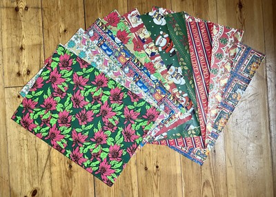 20x Vintage Retro Weihnachten Geschenkpapier Xmas 10 Designs unbenutzt Kitsch Posten NOS