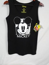 Disney Mickey Mouse Tank Top Women's XL 15/17 Black  White NWT NEW