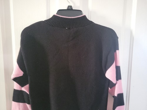 Sister Sister Girls L 14 Pink/Black "Star Teddy" Tight Knit Long Sleeve Sweater - Picture 10 of 13
