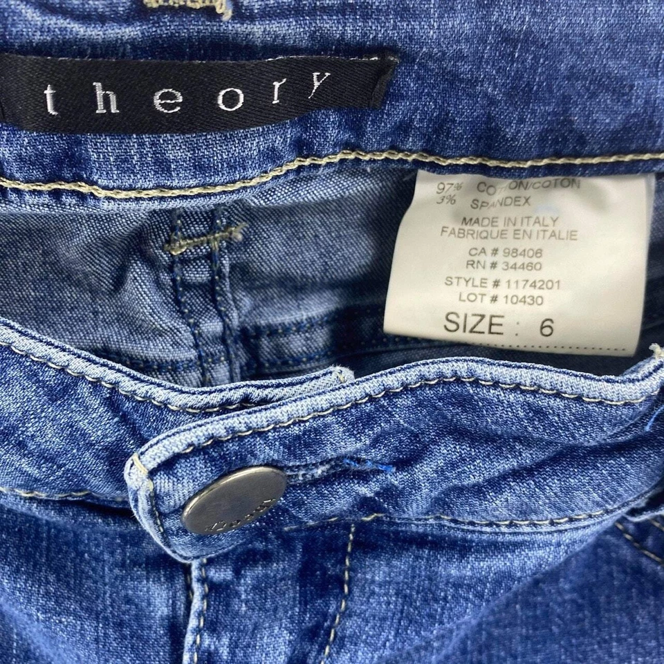 Theory Blue Medium Wash Straight Leg Jeans - Image 2 of 4