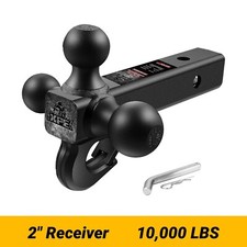 2 Trailer Hitch Tri Ball Mount With Hook 1-78 2 2-516 Black 10000lbs 2 Trailer Hitch Tri Ball Mount With Hook 1-78 2 2-516 Black 10000lbs