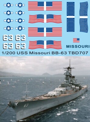 1/200 Decals für Trumpeter USS Missouri BB-63 TB Decal TBD707