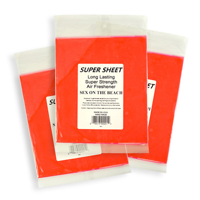 Jenray Super Sheet (8''x7'') Under Seat Car Air Freshener, 3-Pk (Sex on The Beach)
