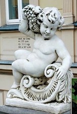 Putte mit Weintrauben (S346) Kinder Gartenfiguren Skulpturen Statuen Steinguss