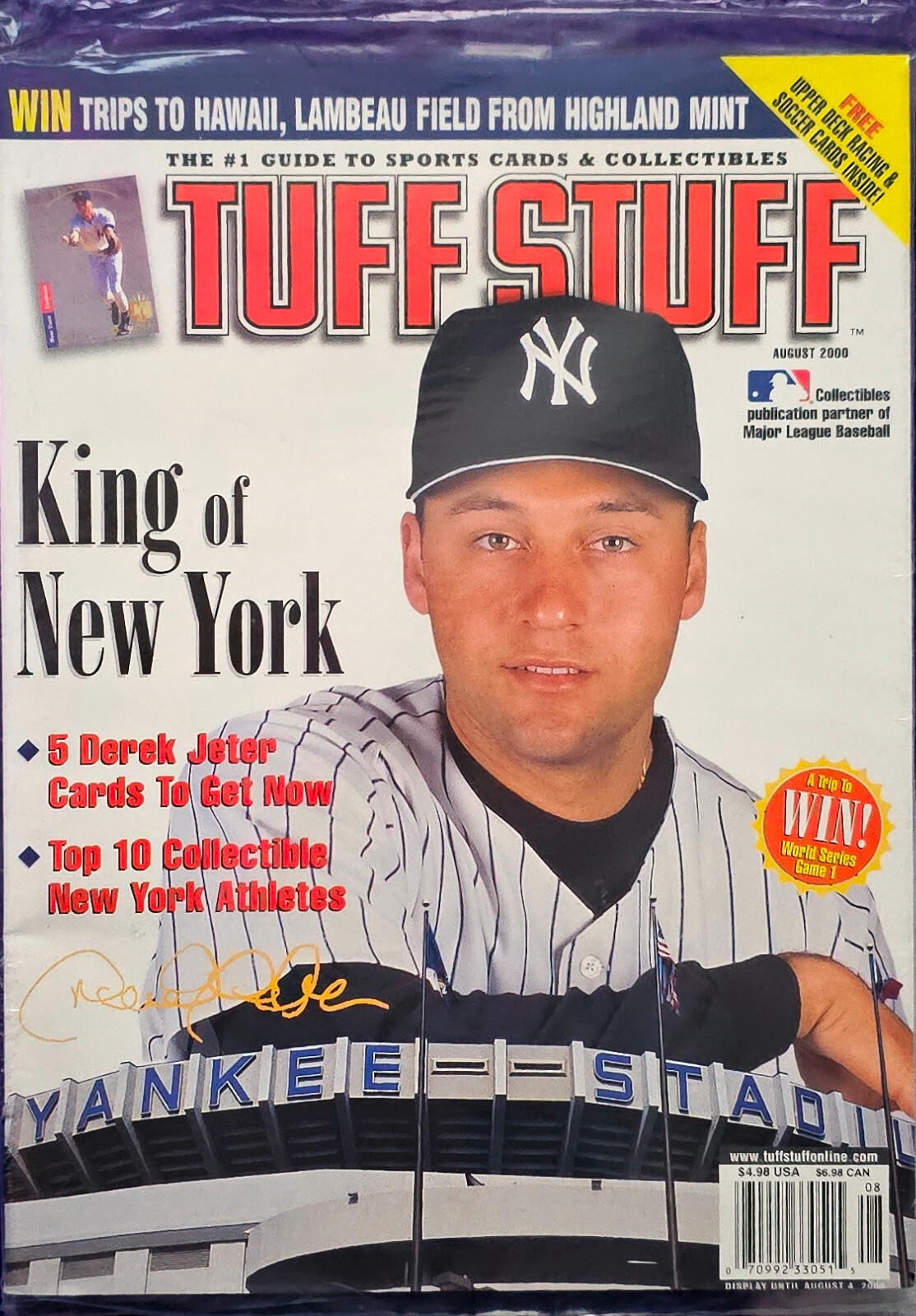 DEREK JETER NEW YORK YANKEES TUFF STUFF MAGAZINE AUGUST 2000 | eBay