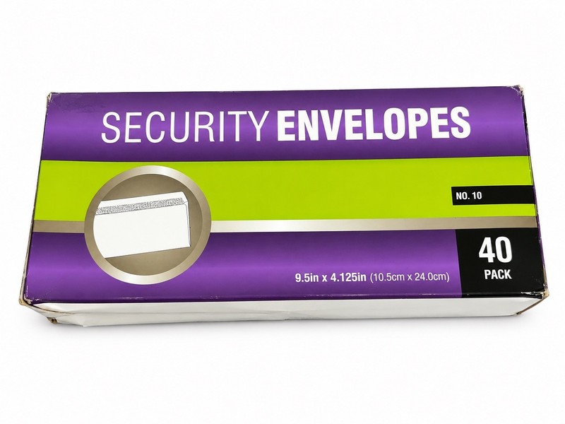 #10 Envelopes, Security Printed Lining 4-1/8" x 9-1/2", White, 40 Letter 