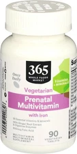 365 Whole Foods Market Vegetarian Prenatal Multivitamin w/ Iron 90 Tablets