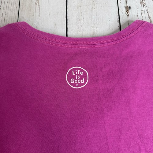 Life is Good Beach Chairs Vacation Graphic T Shirt Womens Large Crusher Tee Pink - Picture 9 of 10