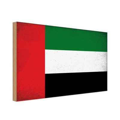 Holzschild 12x18 cm Arabische Emirate Vintage Flagge Fahne Wappen Deko Geschenk 