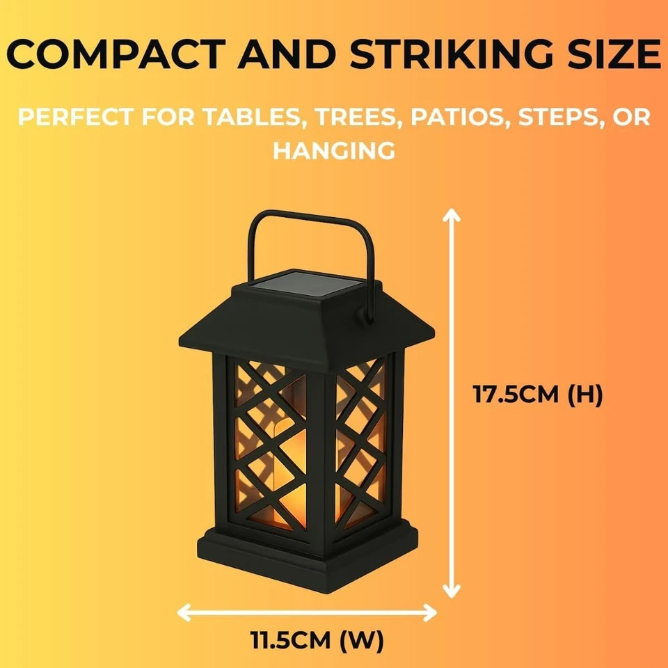 17.5cm Outdoor Solar Flameless Flickering LED Hanging Candle Lantern Garden Lamp - Image 2 of 4