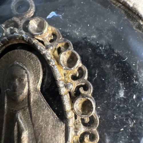 Sterling Silver & Gem Blessed Virgin Mary Medal. Italy. - Picture 4 of 12
