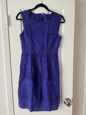 J.Crew women's size 2 purple eyelet sleeveless lined cotton shift dress
