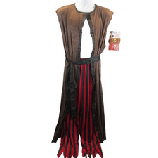 Pirates Caribbean Adult Long Vest Pants Belt Jewelry up to sz 42 Costume 6 Pcs