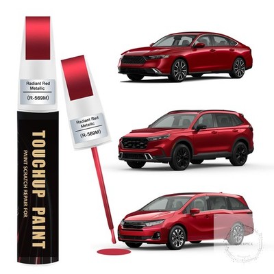 Radiant Red Metallic(R-569M) Car Paint Touch Up Pen Compatible with Honda,2-In-1