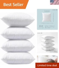 4 Pack 18x18 White Throw Pillow Inserts - Luxurious Fluffy Comfort for Home