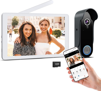 Wireless Doorbell Camera with 8'' Screen Monitor, Smart Video Door Phone Intercom