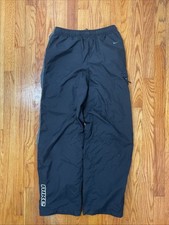 Vintage Y2K Nike Track Baggy Wide Leg Pants Small Black Lined Embroidered Skater