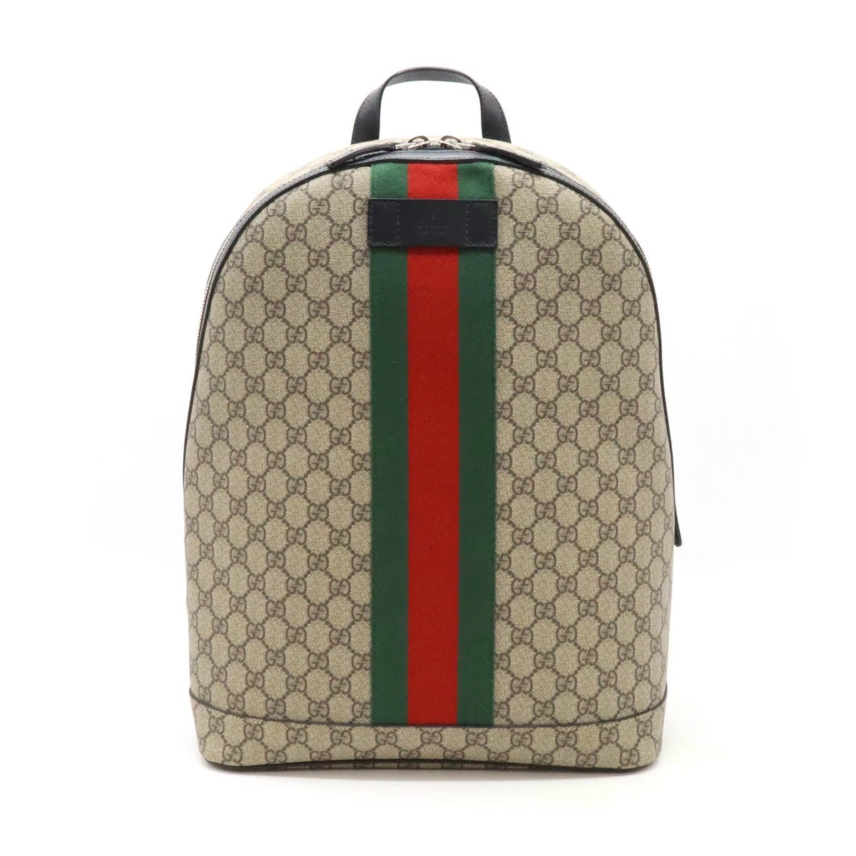 GUCCI Web GG Supreme Sherry Line Backpack Rucksack PVC Leather Beige Black Gre