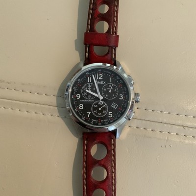 TIMEX T-SERIES CHRONOGRAPH T2M551 RED/BLACK INDIGLO WR 100M MEN'S WATCH Used