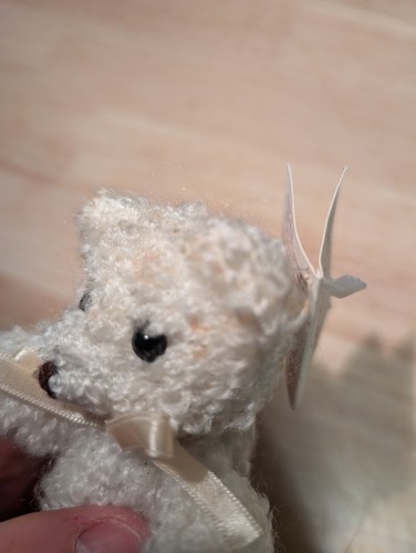 NEW VTG 90's Mary Meyers White Teddy Bear, Bow Plush Jointed Stuffed Animal 5" - Picture 16 of 21