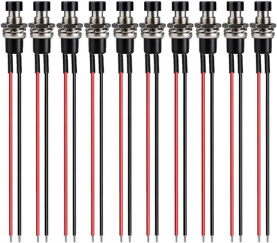 3V-6V-12V-24V-230V/1A 10Pcs 7Mm Black Prewired Mini Momentary Push Button,Spst N