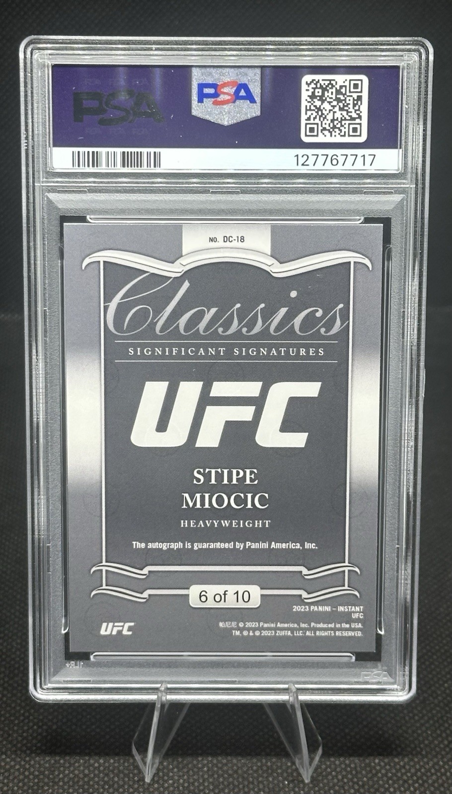 2023 Panini Instant UFC Stipe Miocic Significant Signatures Green #6/10 PSA 9 view 2