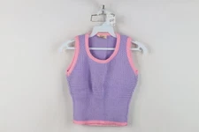 Vintage 50s 60s Girls Toddler Size 6 T Blank Ribbed Knit Sweater Vest Purple USA
