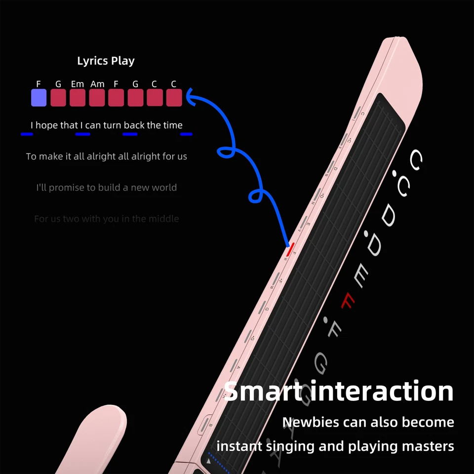 Fusion Accompany Guitar 3.5mm & Drum Machine Intelligent Stringless Guitar Black - Image 3 of 4