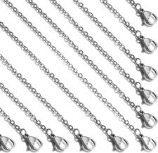 24 Pcs 16" 2Mm Stainless Steel Necklace Link Cable Chain Lobster Clasp Bulk for