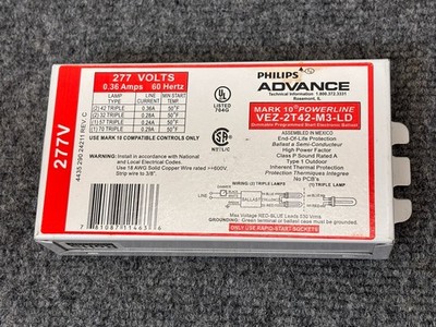 NEW  Philips Advance VEZ-2T42-M3-LD Electronic Ballast 277V Mark 10 Dimmable 
