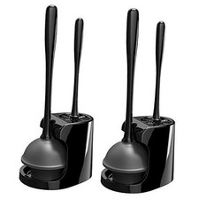 Toilet Plunger and Bowl Brush Combo for Bathroom Cleaning, 2 Sets Black